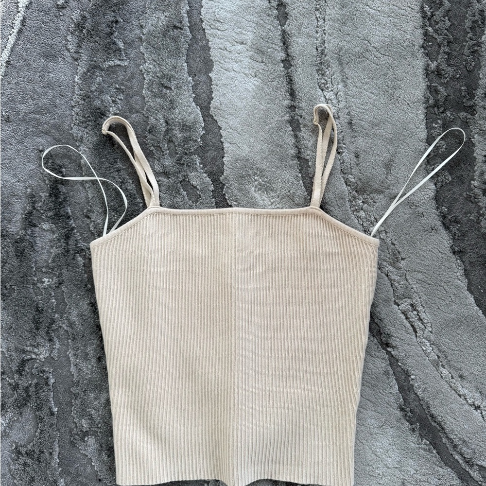 House of Harlow 1960 Cream Ribbed Camisole